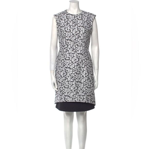 Women’s AKRIS PUNTO black & white textured Geometric 2-Tier mini dress size 8 - Picture 1 of 7